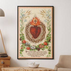 Reproduction d'art mural sur toile/affiche du Sacré-Cœur de Jésus, impression de peinture de carte sainte catholique