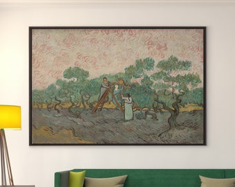 Women Picking Olives by Vincent van Gogh Canvas/Poster Wall Art Reproduction