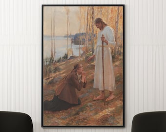 Jesus Christ and Mary Magdalene Art Print: Vintage Catholic Canvas/Poster