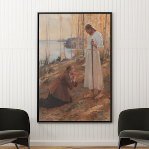 Jesus Christ and Mary Magdalene by Albert Edelfelt Canvas/Poster Wall Art Reproduction, Vintage Catholic Print