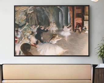 Edgar Degas The Rehearsal Onstage Canvas/Poster Wall Art Reproduction, Ballerina Painting Print