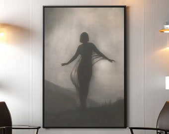 The Breeze by Anne Brigman Canvas Wall Art Reproduction, Vintage Photography Print, Mystical Poster, Woman Silhouette, Nature Spirit