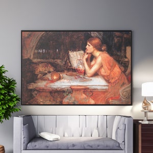 The Sorceress by John William Waterhouse Canvas Wall Art Reproduction, Pre-Raphaelite Mythology Painting Print, Circe Decor