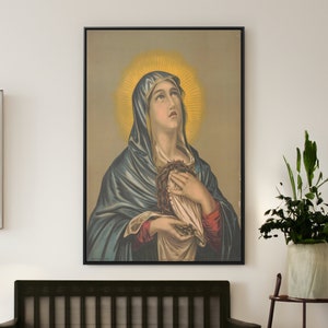 Our Lady of Sorrows Canvas/Poster Wall Art Reproduction, Mater Dolorosa Print Framed
