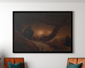 Friedrich Two Men Contemplating the Moon Print: German Romanticism Wall Art