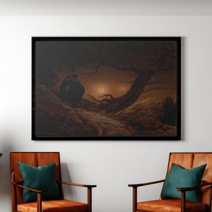 Friedrich Zwei Männer betrachten den Mond Poster: Deutsche Romantik Wandkunst