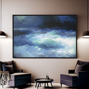 Ivan Aivazovsky Between The Waves Canvas/Poster Wall Art Reproduction, Marine Seascape Painting Print