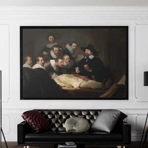 Rembrandt The Anatomy Lesson of Dr. Nicolaes Tulp Canvas Wall Art, Religious Art Print Framed, Rembrandt Baroque Painting, Christian Art