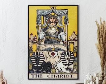 The Chariot Tarot Card Canvas/Poster Wall Art Reproduction, Psychic Painting Print