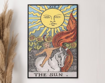 The Sun Tarot Card Canvas/Poster Wall Art Reproduction