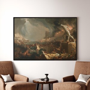 The Course of Empire Destruction by Thomas Cole Canvas/Poster Wall Art Reproduction, Landscape Painting Print