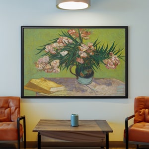 Vincent van Gogh Oleander Canvas Wall Art, Flower in Vase Print, Flowers Painting Poster
