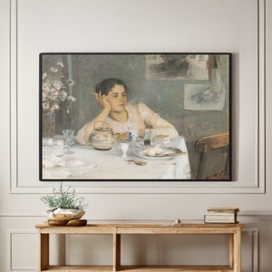 Gambogi After Breakfast Canvas Wall Art Reproduction, Impressionist Finnish Painting Print, Vintage Realism Poster