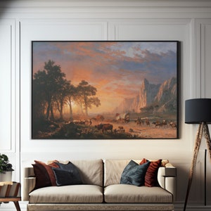 Albert Bierstadt The Oregon Trail Canvas Wall Art, Landscape Painting Print, Museum Poster, Framed Art Neutral
