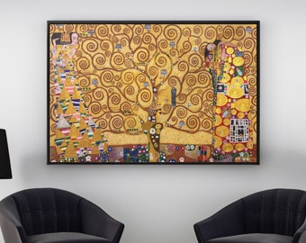 Gustav Klimt Árbol de la vida lienzo/póster arte de pared, regalo de inauguración de la casa