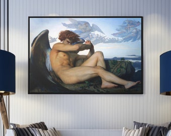 Fallen Angel by Alexandre Cabanel Canvas/Poster Wall Art Reproduction, Vintage French Painting Print