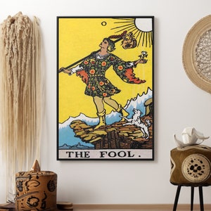 The Fool Tarot Karte Leinwand Wand Kunst Reproduktion, Psychic Painting Print, Tarot Poster