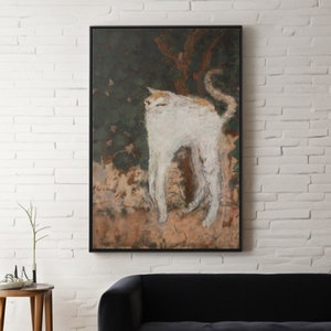 Pierre Bonnard The White Cat Canvas/Poster Wall Art Reproduction, Abstract Famous Painting Print