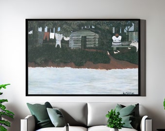 Horace Pippin The Wash Canvas/Poster Wall Art Reproductie, Naïeve Schilderij Print