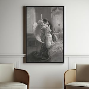 Mihaly von Zichy Romantic Encounter Canvas/Poster Art Reproduction, Angel Painting Print, Romantic Wall Art, Hungarian Artist