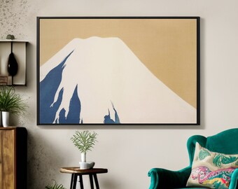 神坂雪佳作「桃代草」より富士山 キャンバス/ポスター 壁アート複製、日本画 額入り