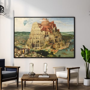 The Tower of Babel by Pieter Bruegel Canvas/Poster Wall Art Reproduction, Renaissance Painting Print