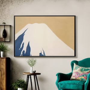 Mount Fuji from Momoyogusa Flowers by Kamisaka Sekka Canvas/Poster Wall Art Reproduction, Japanese Print Framed