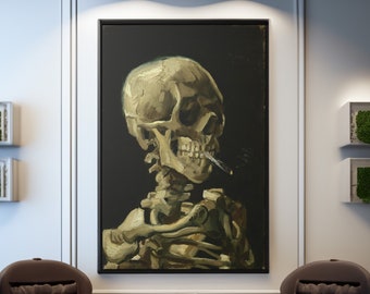ゴッホ展ポスター、骸骨の版画、ゴッホの版画、タバコに火をつけ