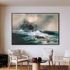 Fingals Cave Island of Staffa Scotland by Thomas Moran Canvas/Poster Wall Art Reproduction, American Seascape Painting Print
