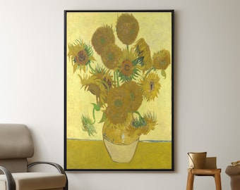 Vincent Van Gogh Sunflower Canvas/Poster Wall Art Reproduction, Post-Impressionism Painting Print