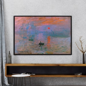 Impression Sunrise by Claude Monet Canvas Wall Art, Impressionist Painting Print, Landscape Art Poster
