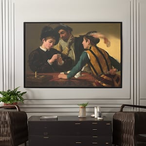 Caravaggio The Cardsharps Leinwand/Poster Kunst Reproduktion, Barock Kunstdruck, Italienische Renaissance Malerei, Klassische Wand Kunst Druck