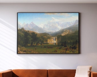 アルバート・ビアスタット作 ロッキー山脈の風景 1870年 美術館品質