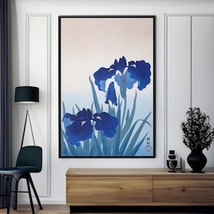 Iris Flowers by Ohara Koson Canvas/Poster Wall Art, Home Decor and Gifts, Japanese Flower Print, Vintage Woodblock, Japan Art Reproduction