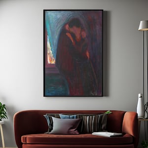 The Kiss Illustration Canvas/Poster Wall Art, Famous Painting, Fine Art Print, Kiss Art Print, Abstract Couple, Canvas Art Reproduction