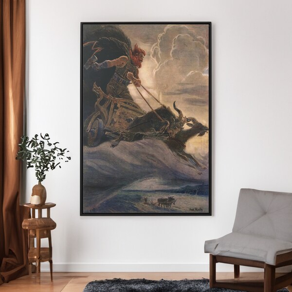 Donar Thor by Max Friedrich Koch Canvas Wall Art, Mythology Art Poster Print