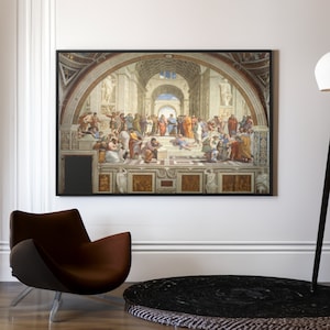 The School of Athens by Raphael Canvas/Poster Wall Art Reproduction, Fresco Painting Print