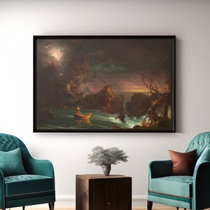 Thomas Cole The Voyage of Life: Manhood Canvas/Poster Art Reproduction, Landscape Wall Art, Romanticism Painting Print