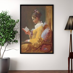 Fragonard The Reader Canvas/Poster Wall Art Reproduction, Rococo French Impressionist Painting Print