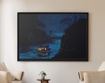 Kobayashi Kiyochika: Glühwürmchen bei Ochanomizu Ukiyo-e Kunstdruck