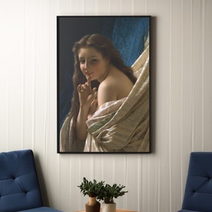 Portrait of a Young Woman by Pierre Auguste Cot Canvas/Poster Wall Art Reproduction, Portrait Painting Print