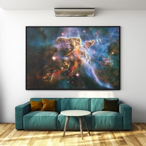 Hubble Weltraumteleskop Nebula Leinwand Wandkunst, Astronomie Deep Field Weltraum Malerei Druck, kosmische Klippen Poster