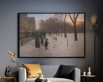 Childe Hassam: Boston Common at Twilight - American Impressionism Canvas/Poster Print