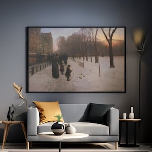 Childe Hassam: Boston Common at Twilight - Amerikanischer Impressionismus Leinwand/Poster Druck