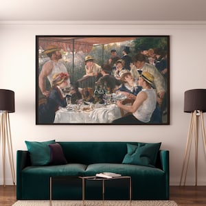 Luncheon of the Boating Party by Pierre Auguste Renoir Canvas/Poster Wall Art Reproduction, Impressionist Painting Print