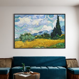 Vincent Van Gogh Weizenfeld mit Zypressen (1889) Leinwand / Poster Reproduktion, Post-Impressionismus Kunstdruck, Nautische Wanddekoration