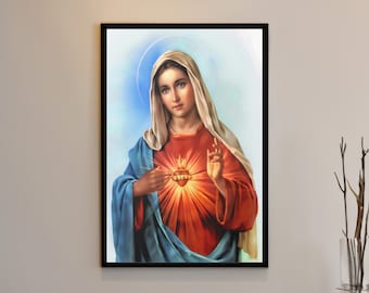 Reproducción de arte de pared de lienzo/póster de la Santísima Virgen María