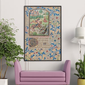 Willem Vrelant Saint George and the Dragon Canvas Wall Art Reproduction, Religious Painting Print, Christian Poster