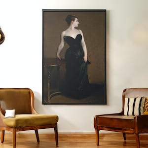 John Singer Portrait of Madame X Canvas/Poster Art Reproduction, Portrait Art Print, Lady Wall Art, Impressionist Painting