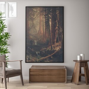 Albert Bierstadt Giant Redwood Trees of California Canvas/Poster Wall Art Reproduction, Neo Romantic Painting Print, Vintage Landscape